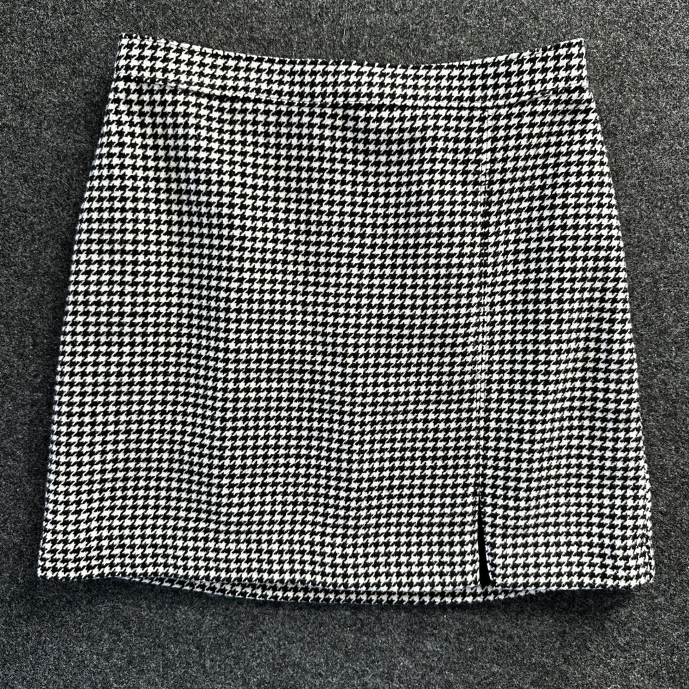 Hollister Black White Houndstooth Ultra High-Rise Wool Blend Mini Skirt Small